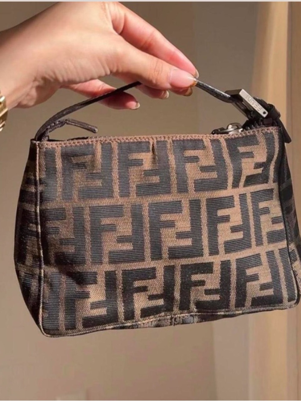 Fendi Brown and Black FF Logo Mini Bag
